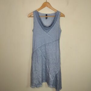 Inizio Italy Linen Cotton Dress w/ Pockets Coastal Lagenlook